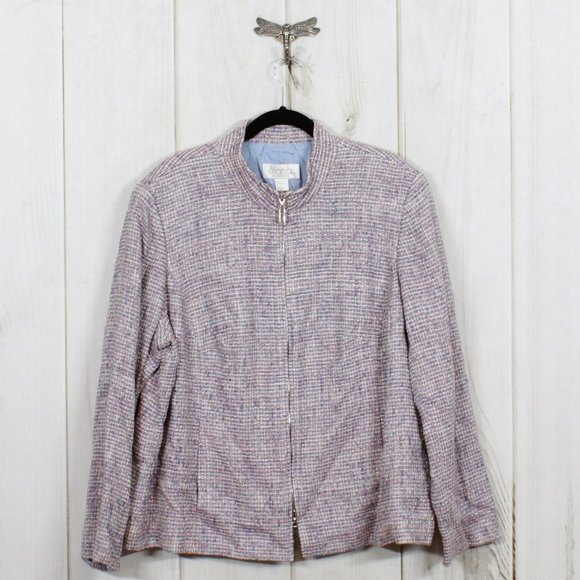 Elana by Tanner Jackets & Blazers - Elana By Tanner 100% Multicolor Silk Textured Full Zip Lined Jacket Size 20